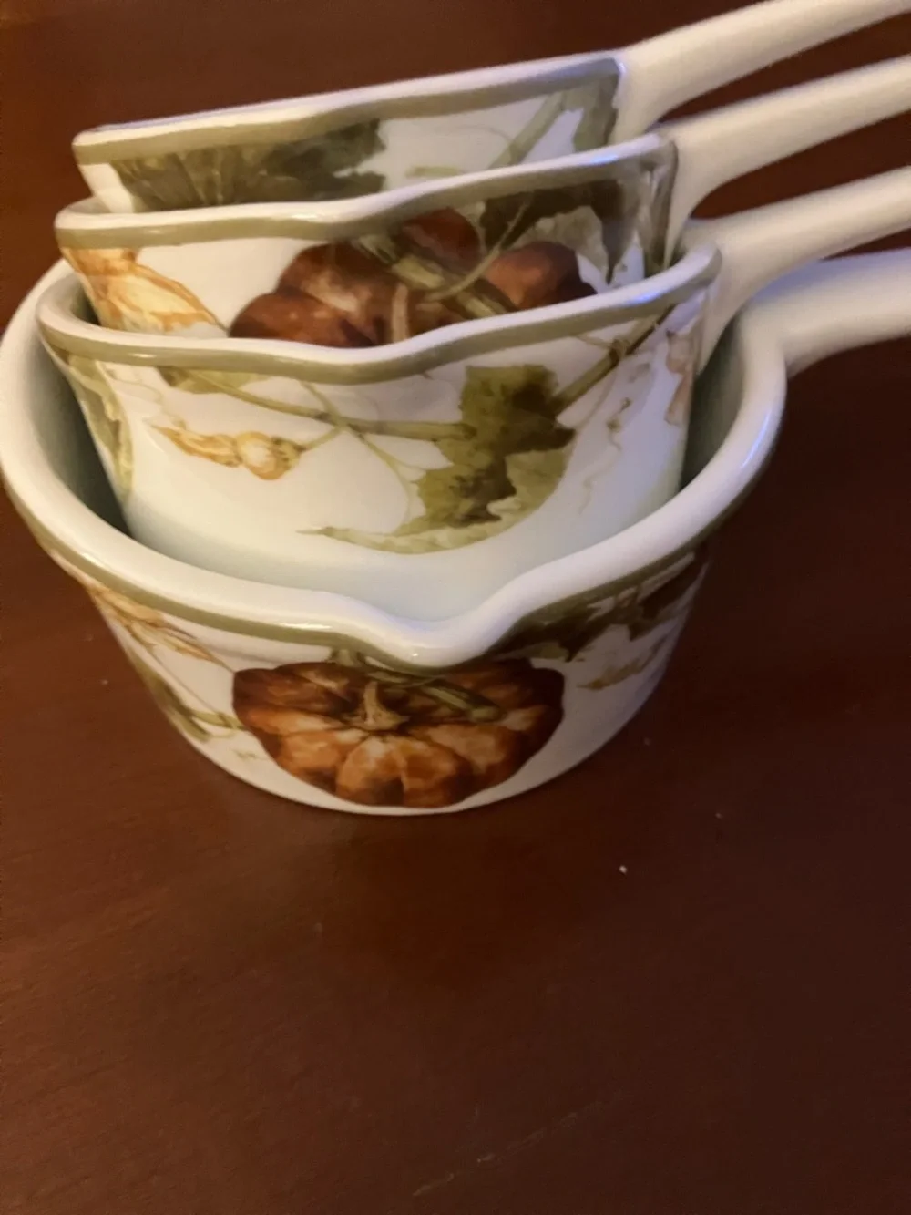 Williams-Sonoma Botanical Pumpkin measuring cups ceramic set of 4 EUC HTF